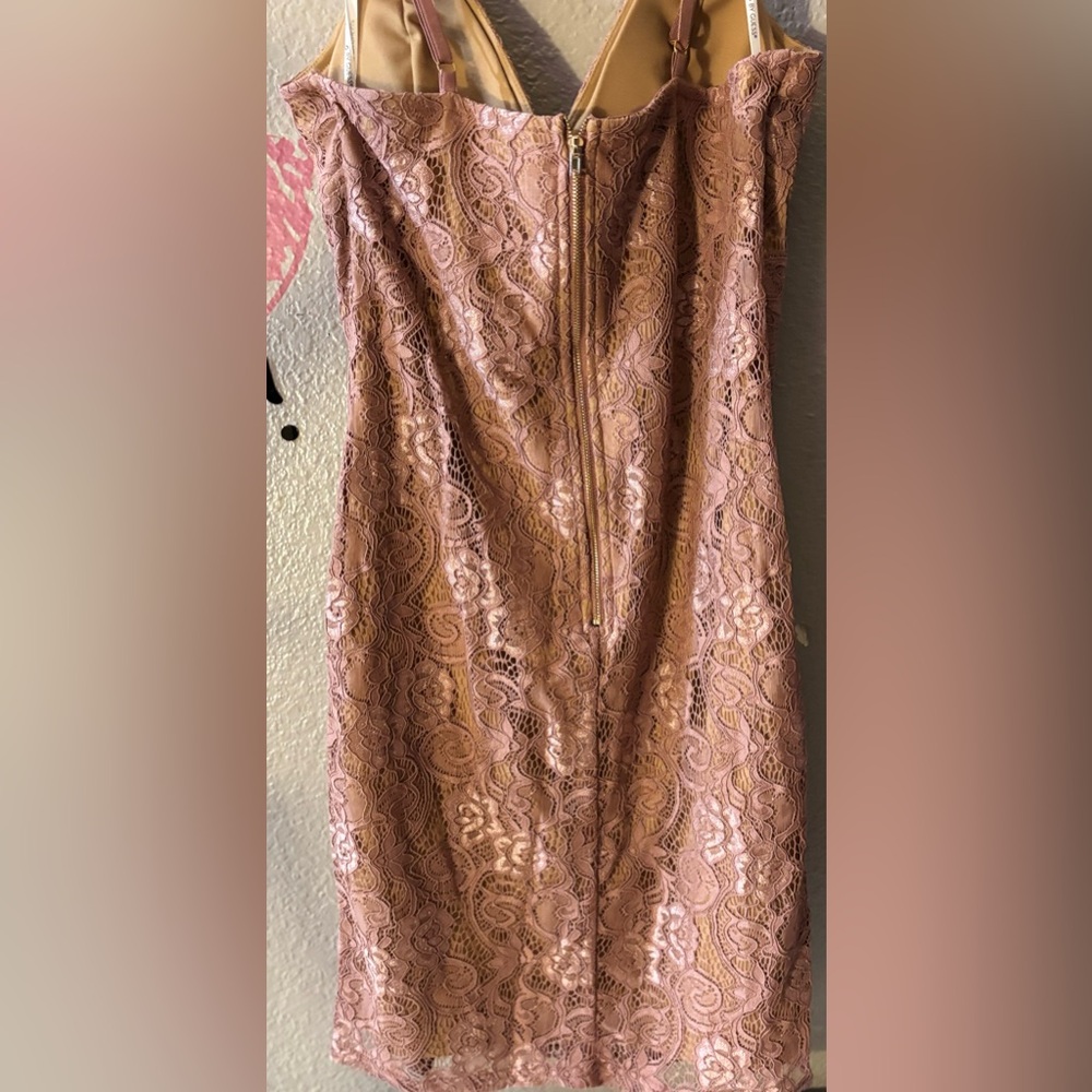 New GbyGUESS Fifer Lace Ruffle Dress - Mauve/Rose Color - Picture 5 of 11